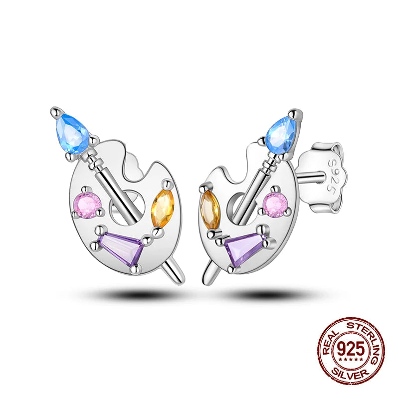 Classic Zircon Stud Earrings For Women Pearl Drop Earring 100% 925 Sterling Silver Butterfly Heart-Shaped Earings Fine Jewelry