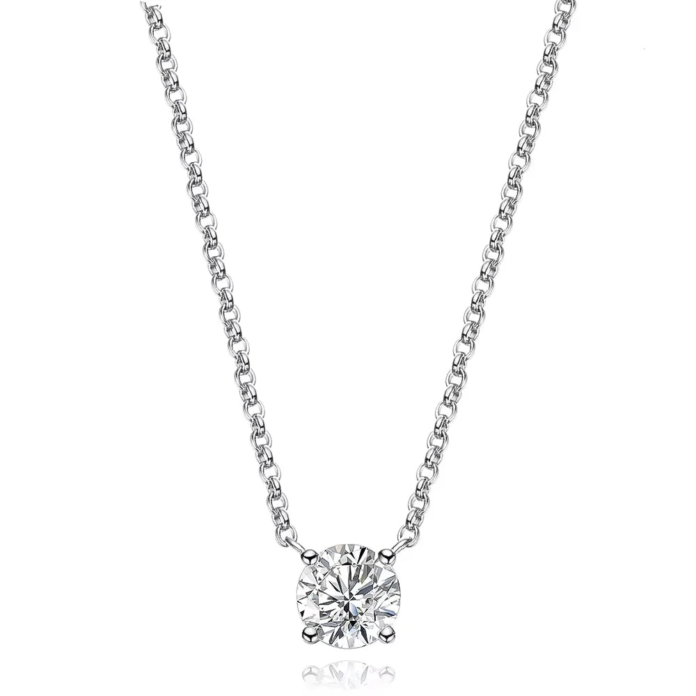 Serenity 1ct 2ct 3ct 5ct Rose Gold Color Moissanite Necklace Women Gift 100% S925 Sterling Silver Plated 18K Pendant Neck Chain