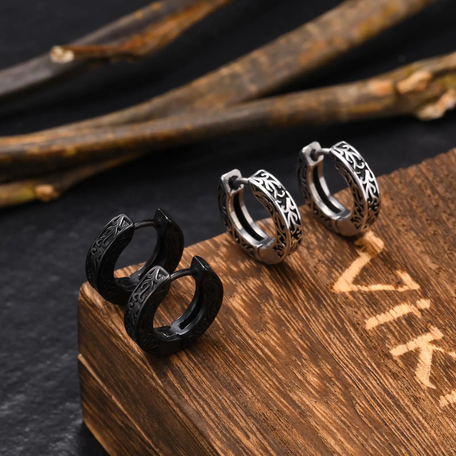 Vnox Thick Small Hoop Earrings for Men Teens, Anit Allergy Stainless Steel Huggies Earrings, Unisex Punk Rock Ear Jewelry