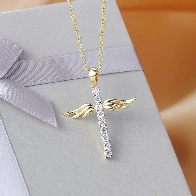 Angel Wings Cross Pendant Necklaces for Women - Madeinsea©