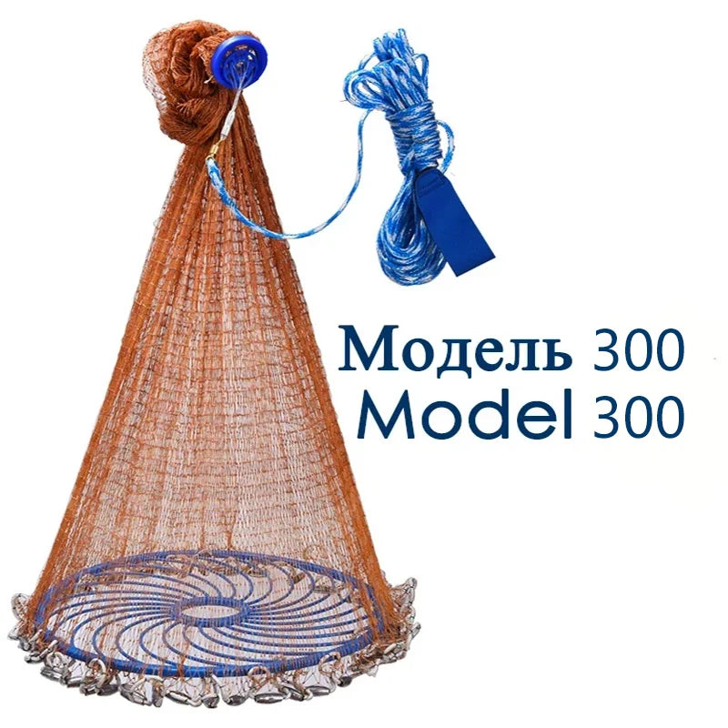 Lawaia Cast Net American Style Strong Braided Cable Hand Throw Fishing Net Aluminum Ring or Blue Ring Cast Network