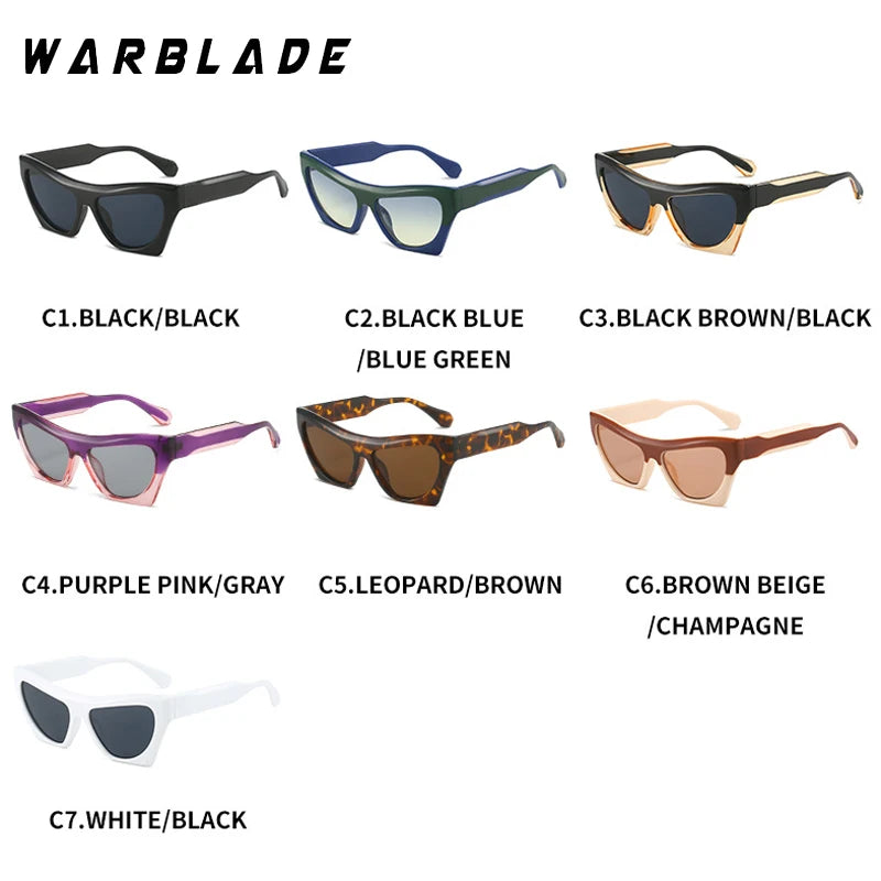 Fashion Double Color Cat Eye Sunglasses Luxury Brand Design Women Shades Thicken Frame Retro Punk Men Trending Sun Glasses UV400