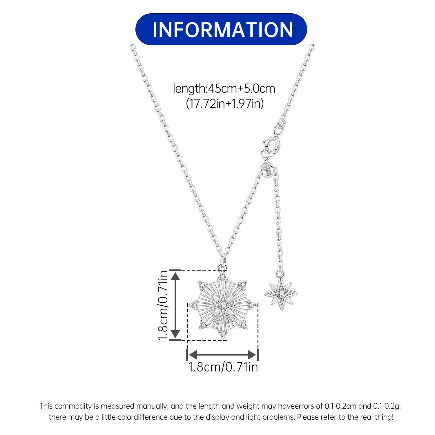 PANPOKI 925 Sterling Silver Personalized Design Star Necklace Pendant Necklace for Women Birthday Gifts Fashion Fine Jewelry