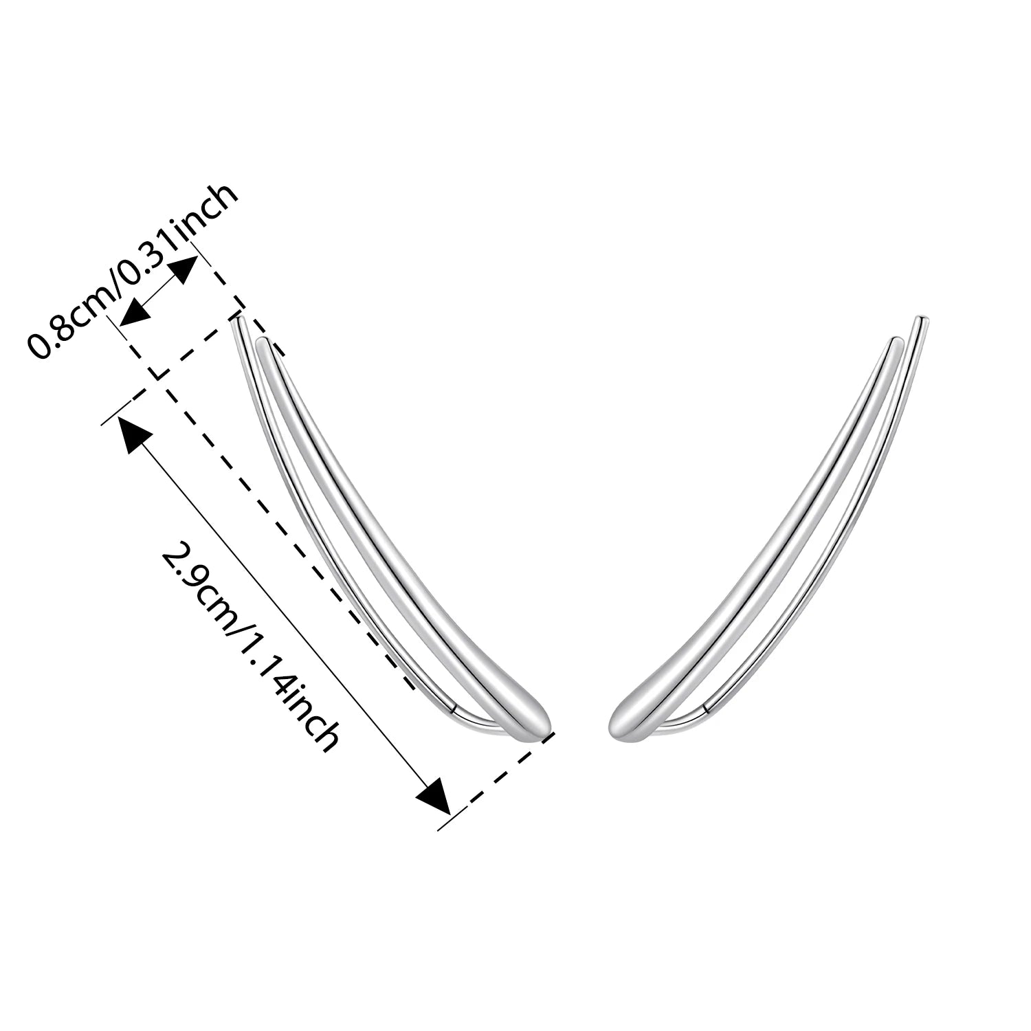 WOSTU 925 Sterling Silver Long Stud Earrings Line Metal Oxidized Simple Unique Original for Women Birthday Daily Fine Jewelry