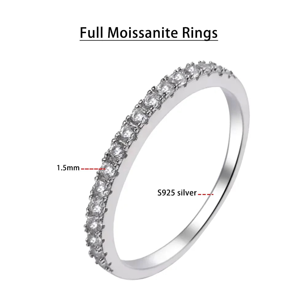 Serenity 1ct 2ct 3ct 4ct D Color Moissanite Rings For Women Man Gift 100% S925 Sterling Silver Eternity Rings Plated 18K Jewelry - Madeinsea©