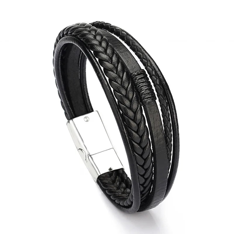 Trendy  Leather Bracelets For Men Multilayer Braided Rope Bracelets For Male Bracelets Jewelry Pulsera Hombre - Madeinsea©