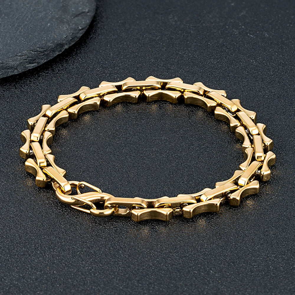 MKENDN 11mm Vintage Keel Chain Bracelet for Men Oxidized Square Link Wristband Viking Punk Style Father's Day Gift - Madeinsea©