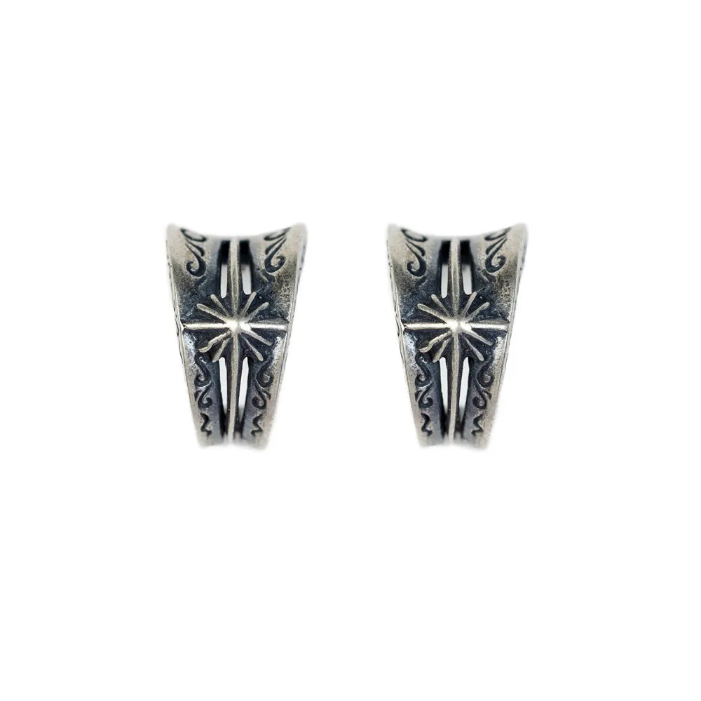 MKENDN Punk Style Jewelry S925 Silver Indian Arabesque Totem Ear Stud For Men And Women Anti-Allergy Stud Earrings Femme