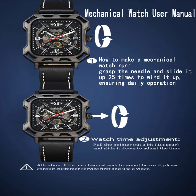 LONGLUX automatic watch business cool wholesale mechanical wristwatches hollow no logo black leather mens watch men gift ﻿