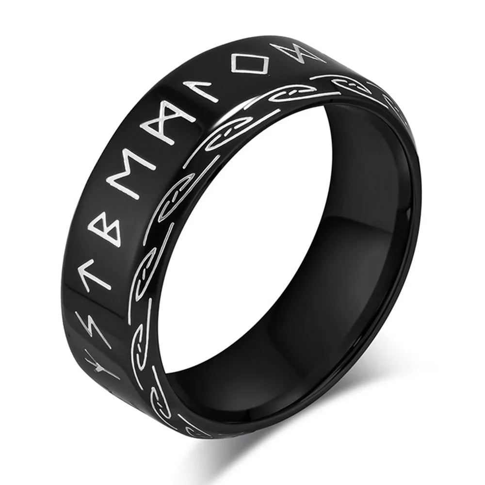 Nordischer Wikinger-Text Edelstahlring Herrenring Nischenpersönlichkeit Modekleidung Geschlechtsloser Handschmuck