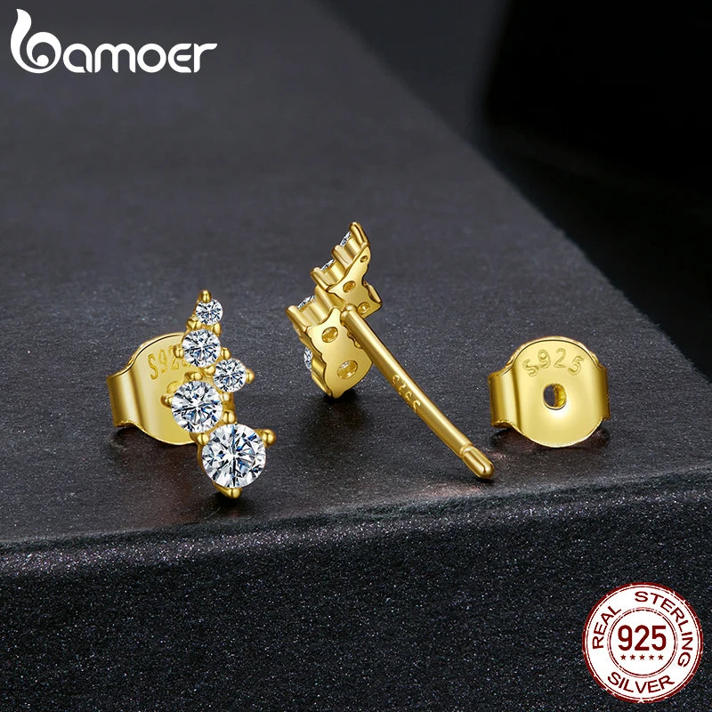 Boucles d'oreilles BAMOER en argent sterling 925 et moissanite, style géométrique, pour femme, bijoux constellation, cadeau d'anniversaire