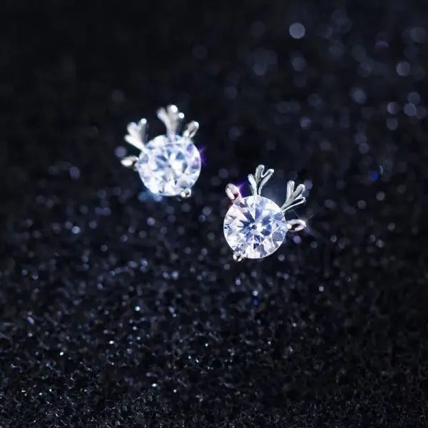 Exquisite Zircon Snowflake Stud Earrings for Women Shiny Rhinestone Crystal Flowers Earring Girl Party Christmas Jewelry Gifts