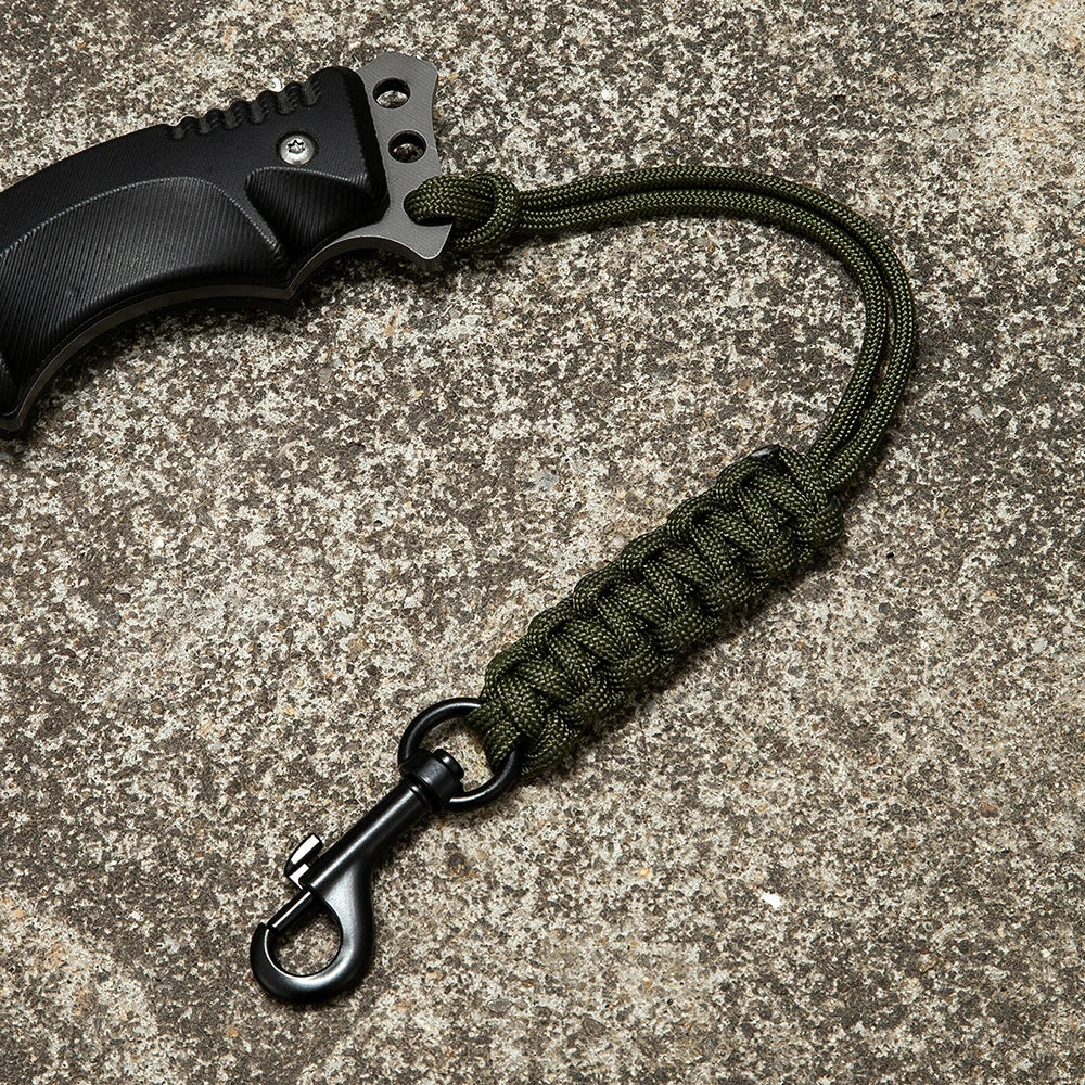 MKENDN Porte-clés en paracorde avec crochet métallique pour homme et femme, dragonne d'urgence pour l'escalade en extérieur, porte-cartes d'identité et d'identification.