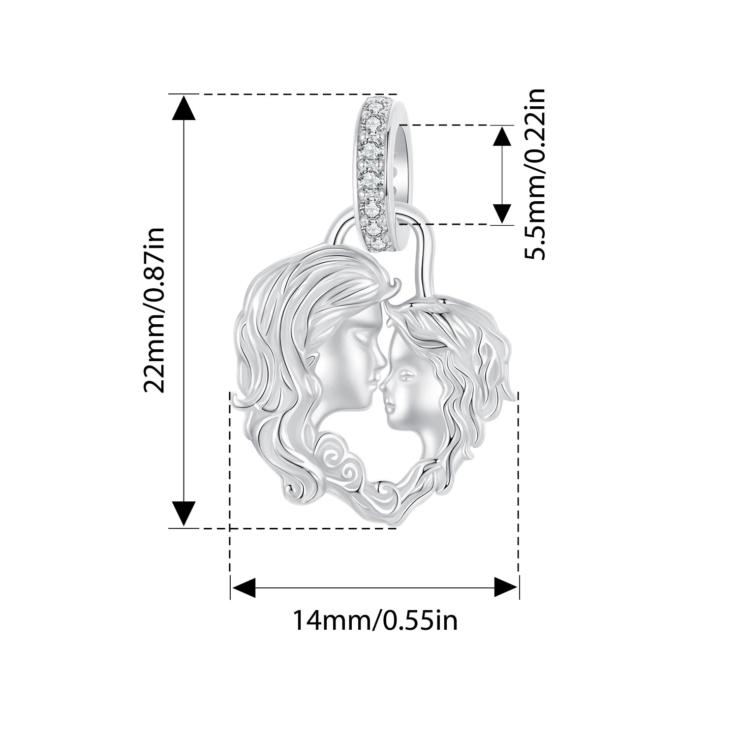 BISAER 925 Sterling Silver Eternal Love Family Charm Bead Lock Key Heat Mom Pendant For Women DIY Bracelets Fine Jewelry Gift