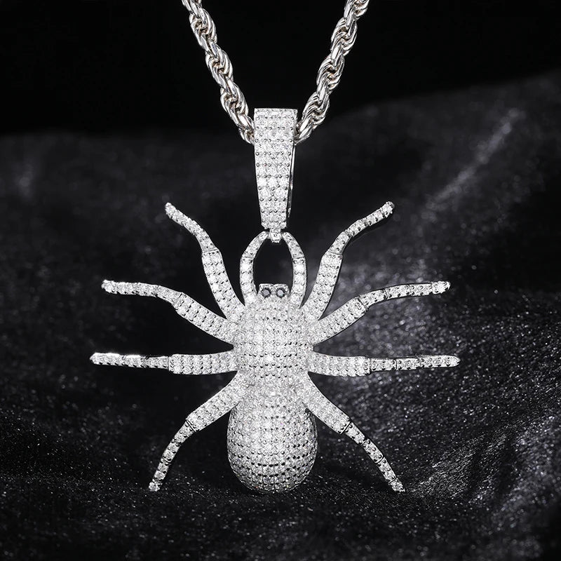 TUHE Unisex Spider Pendant Moissanite 925 Pendant Iced Out Moissanite Gold Silver Color Charm Hip Hop Fine Jewelry
