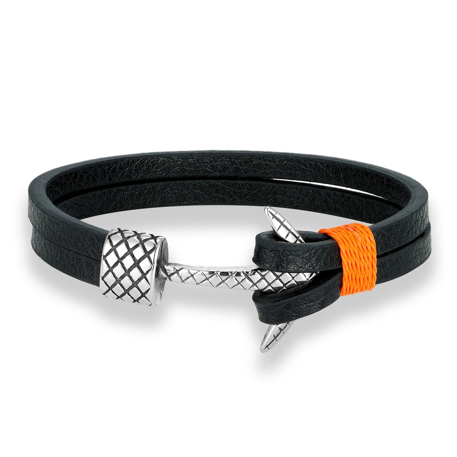 MKENDN Minimalist Men Double Strand Woven Leather Bracelet Stainless Steel Anchor Buckle Accessories Handmade Jewelry Gifts