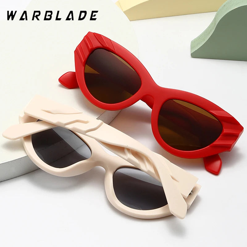 Fashion Cat Eye Y2K Punk Sunglasses Women Men Luxury Brand Design Thickening Frame Vintage Casual Versatile Style Eyewear UV400