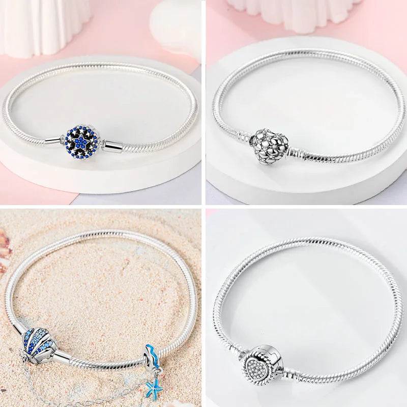 New Original 925 Sterling Silver Bracelet Heart Butterfly Bracelet For Women Fit Original Bracelet Charms Beads Jewelry DIY Gift