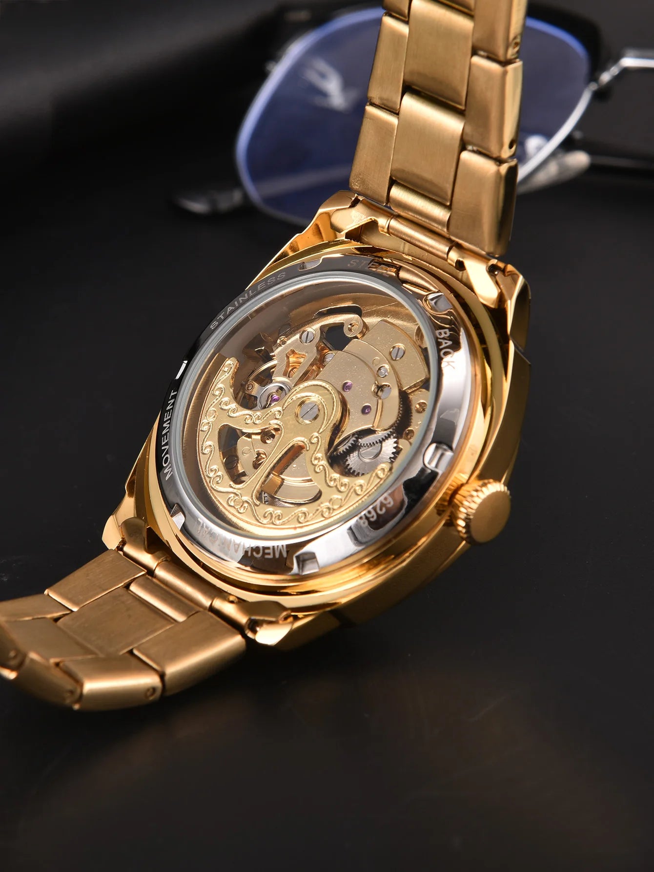 LONGLUX 2025New Men automatic mechanical watch luxury watches waterproof skeleton business  wholesale stainless steel gift watch