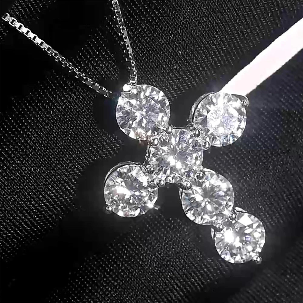 Serenity 4.8ct D Color Moissanite Cross Necklace for Women Gift S925 Sterling Silver Plated 18K Jesus Pendant Neck Chain Jewelry - Madeinsea©