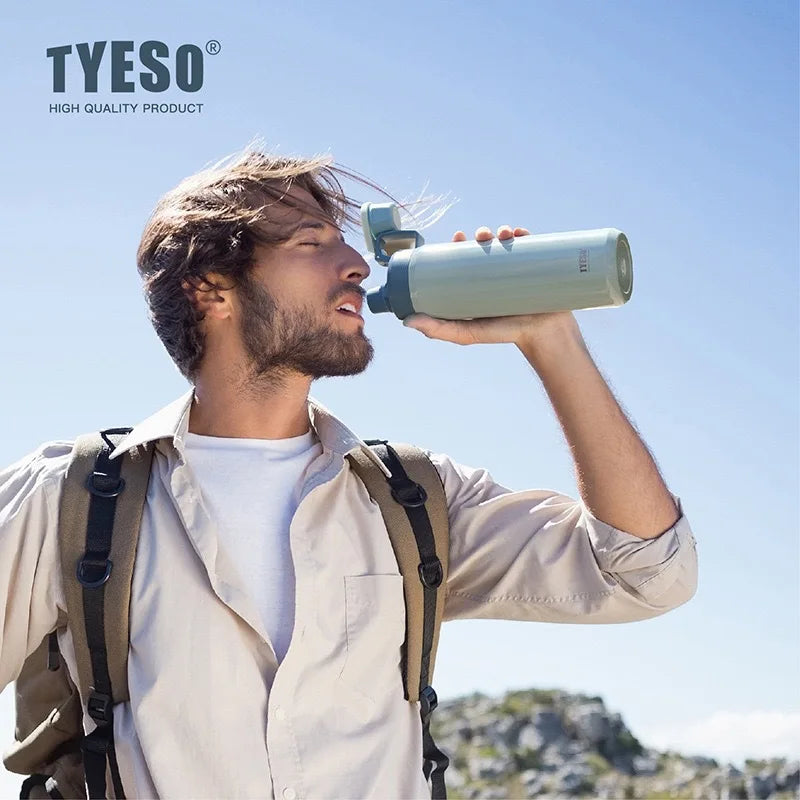 TYESO Insulated Water Bottle Stainless Steel Capacity Portable Tumbler for Outdoor Sports Fitness Travel Leakproof Ice Cold Cup