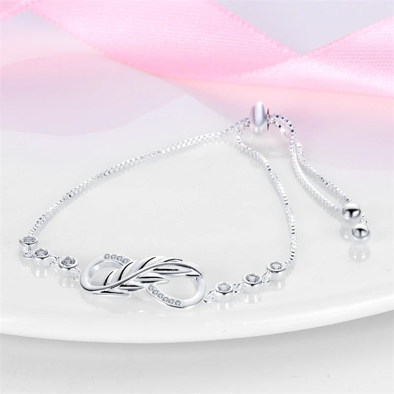 Trendy Bracelet For Women 925 Silver Sparkling Lucky Infinite Symbol Sakura Sunflower Butterfly Pendant Bracelet Wedding Jewelry