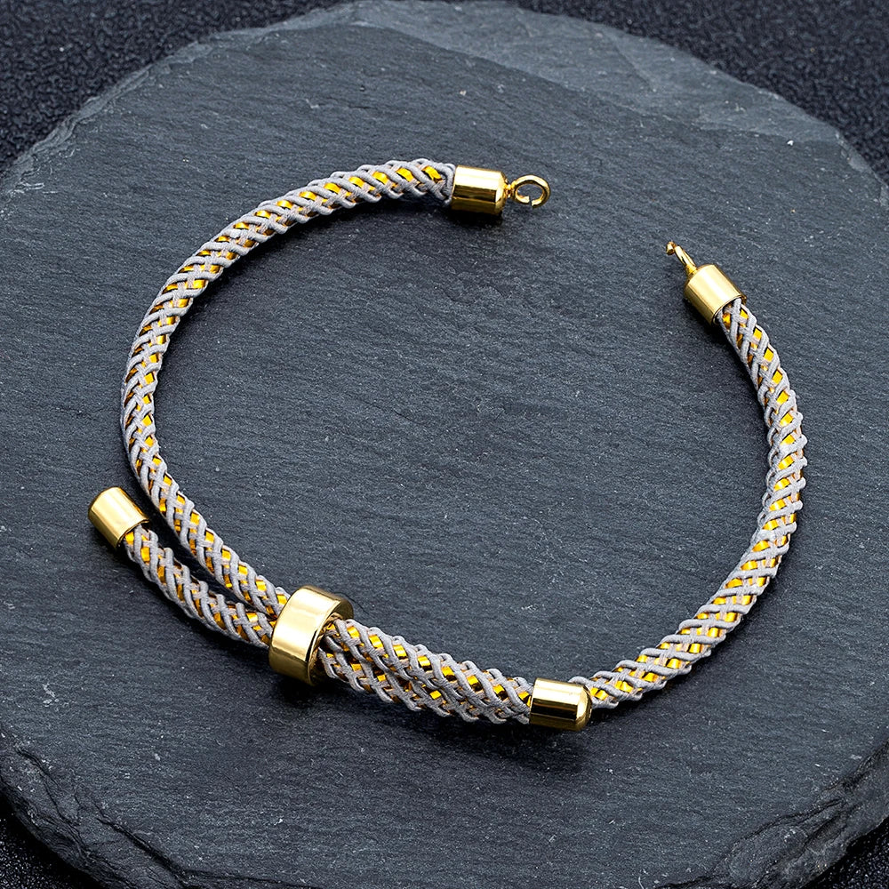 MKENDN Adjustable Rope Cord Sliding Bracelet with Slider Silk Cord Bracelet  Braided Rope Bracelet 3mm String Bracelet for Bead