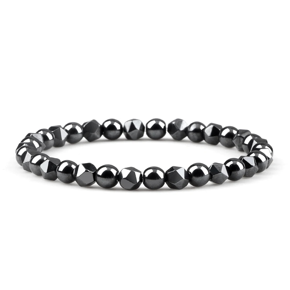 Herren-Armband mit unregelmäßigen Hämatitperlen, Damen-Armband mit 4, 6 oder 8 mm großen, natürlichen Lava-Tigeraugenperlen, modischer Freundschaftsschmuck