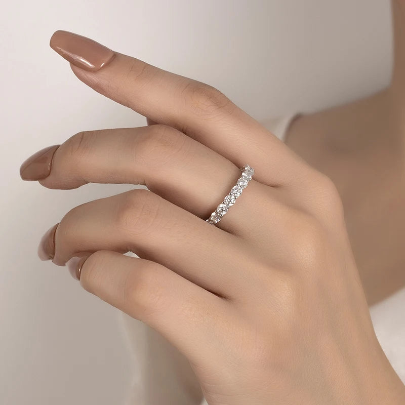 PERFANY 3mm Full Moissanite Ring for Women S925 Pure Silver Eternal Diamond Stackable Engagement Ring Fashion Luxury Jewelry - Madeinsea©