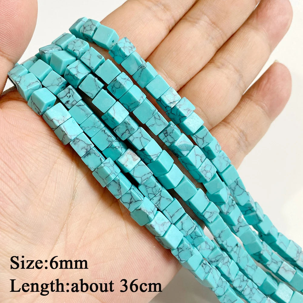 Wholesale Blue Turquoise Stone Beads Round Square Rondelle Irregular Loose Spacer Bead For Jewelry Making DIY Bracelet Necklace