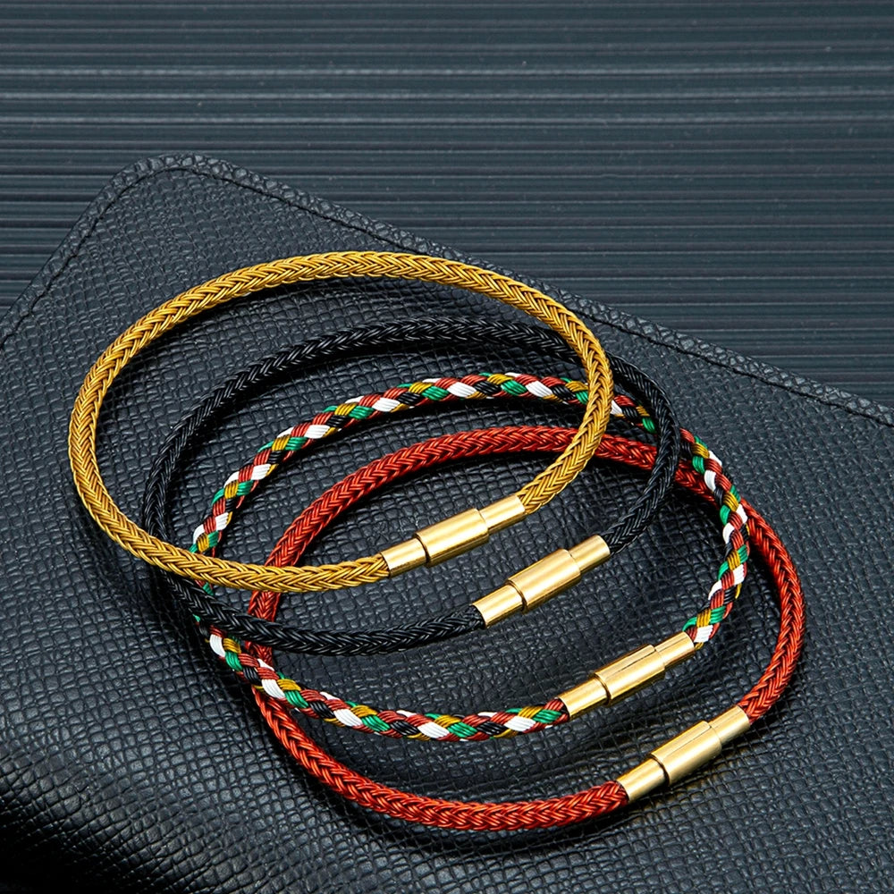 MKENDN Simple Style Men Women Jewelry 1.5mm Non-fading Steel Wire Thin Rope Bracelet Classic Cuff Charm Bracelet DIY Gifts - Madeinsea©