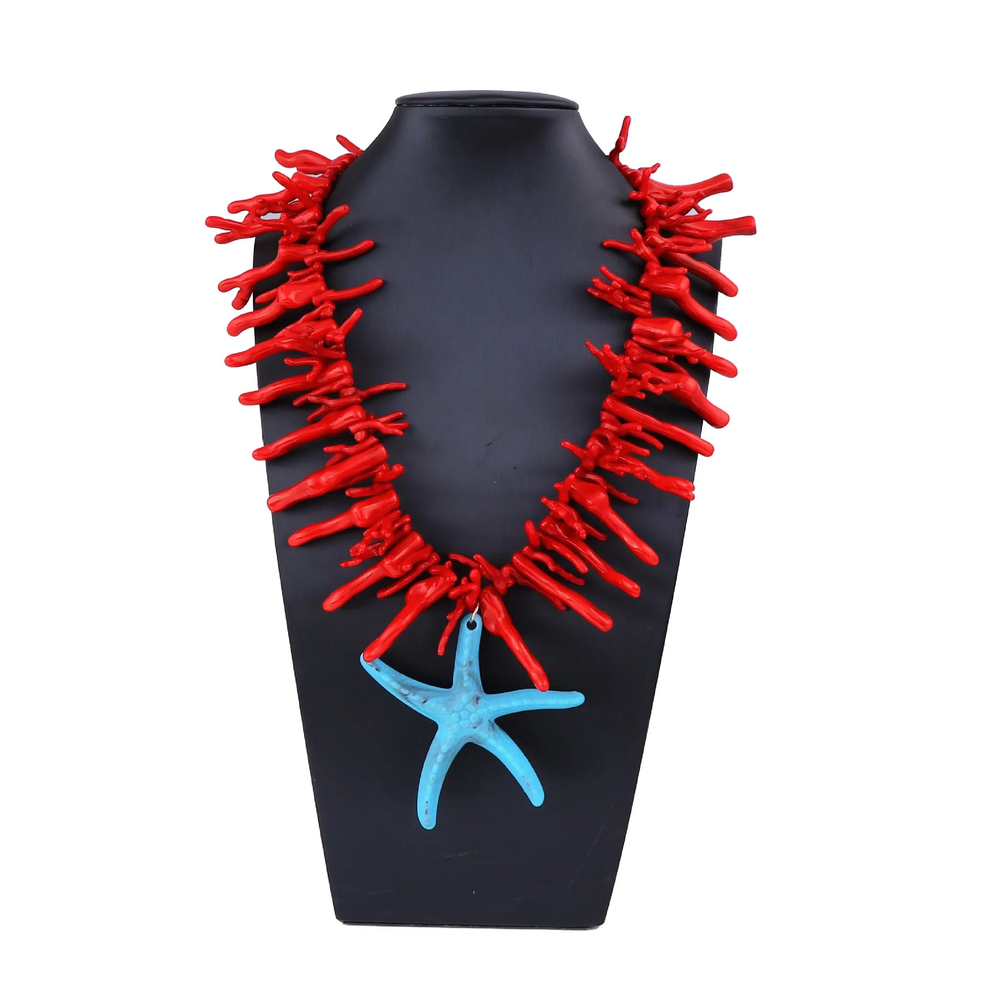 Exaggerated Ocean Inspired Coral Plastic Unique Starfish Pendant Necklace