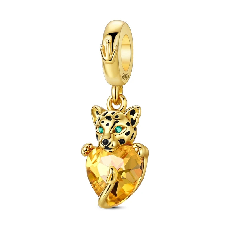 Original Charms Beads 925 Sterling Silver Golden Leopard Firefly Butterfly Hot Air Balloon Beads Fit DIY Bracelet Fine Jewelry