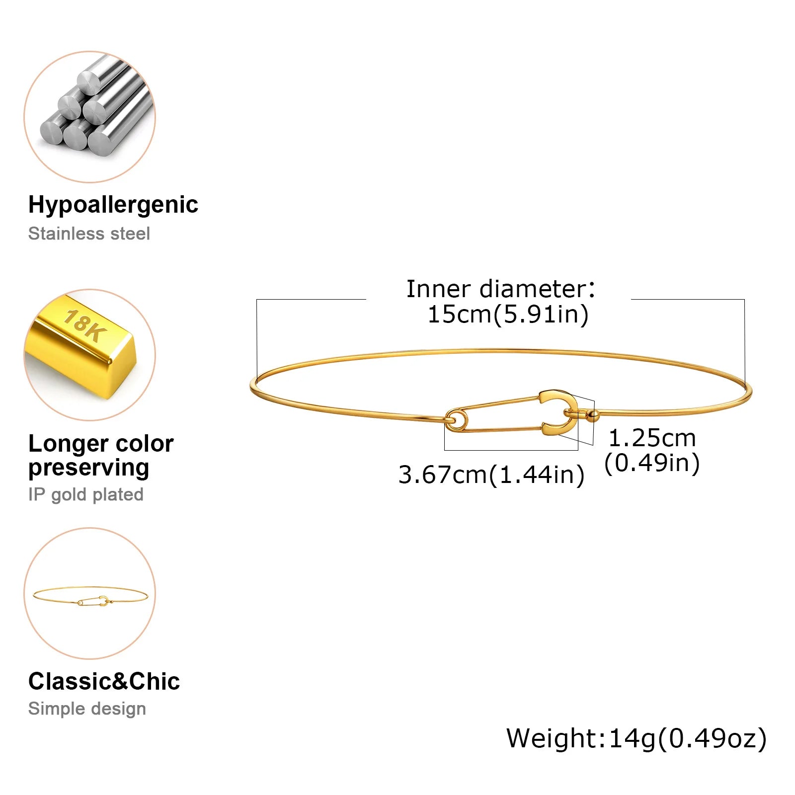 Vnox Simple Stainless Steel Choker Necklace For Women Round Gold Plated Lightweight Jewelry Fashion Neck Collar Daily Wear