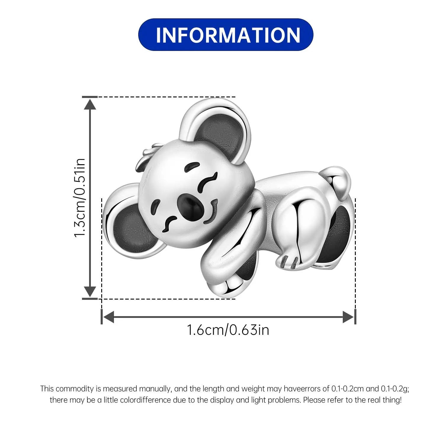 PANPOKI 925 Sterling Silver Cute Koala Animal Pendant Beads Original Pendants Bracelet Charm Jewelry Party DIY Trendy Gifts