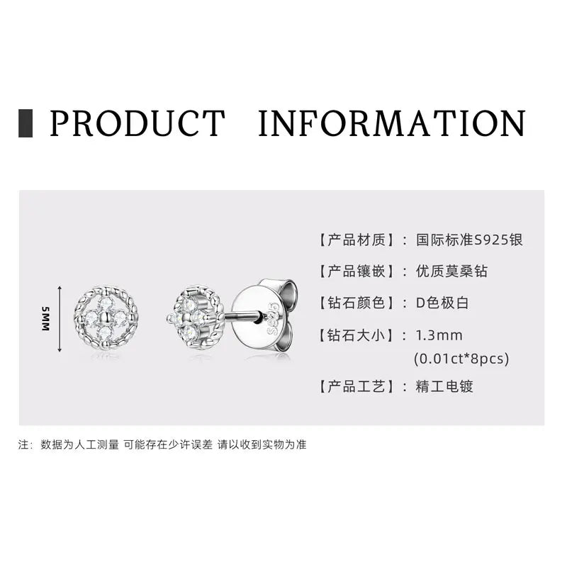 OXTAO Twist Earrings D Color Moissanite Round Earrings for Women S925 Silver Ear Studs Passed Diamond Test Party Fine Jewelry