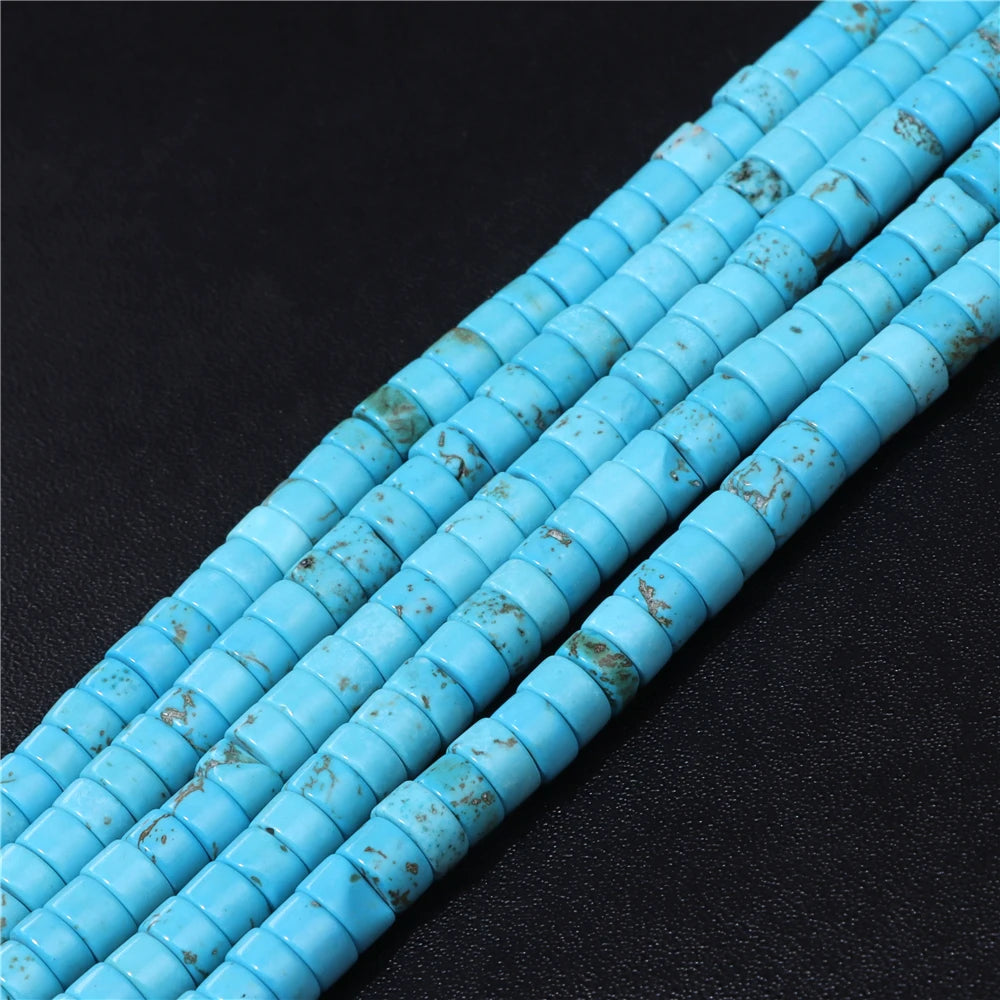 6x3mm Natural Sea Sediment Turquoises Amethysts Jaspers Stone Cylinder Flat Spacer Disk Bead For Jewelry Making DIY Accessories