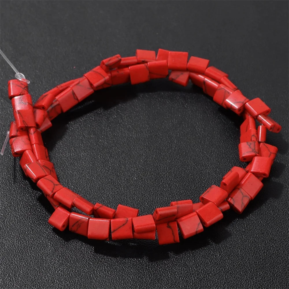 5MM Double Hole Square Bead Natural Tiger Eye Quartzs Imperial Jaspers DIY Beads For Jewelry Making Bracelet Necklace Handmade