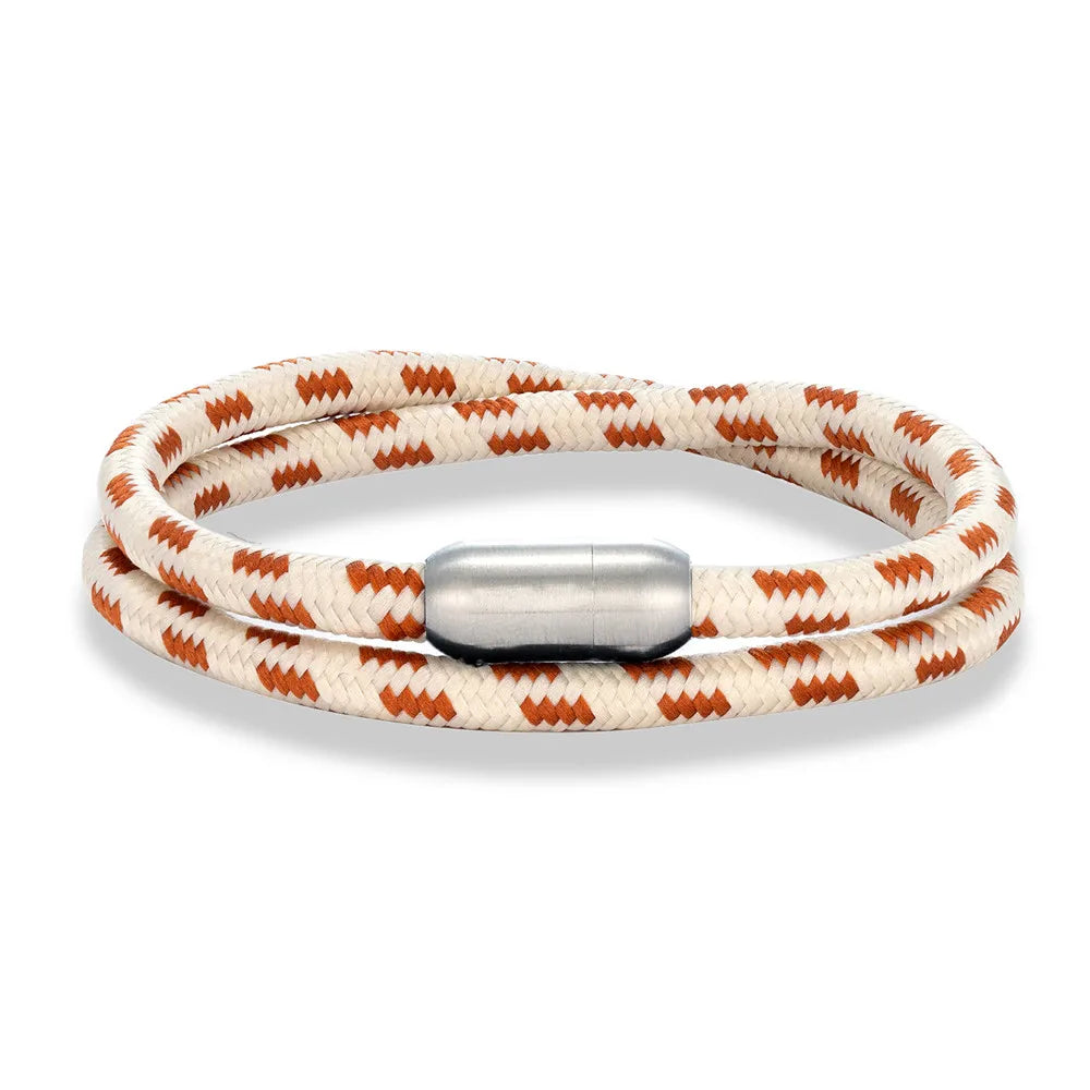 MKENDN Nautical Style Double Strand Rope With Stainless Steel Magnet Clasp Wrap Bangle Unique Sailing-Inspired Gift for Women