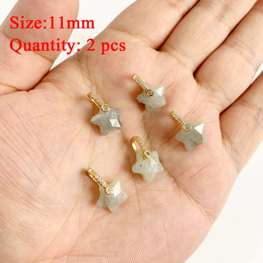 2PCS Natural Flash Labradorite Stone Pendant Irregular Shape Fashion Flash Labradorites Charms Connector For Jewelry Making DIY