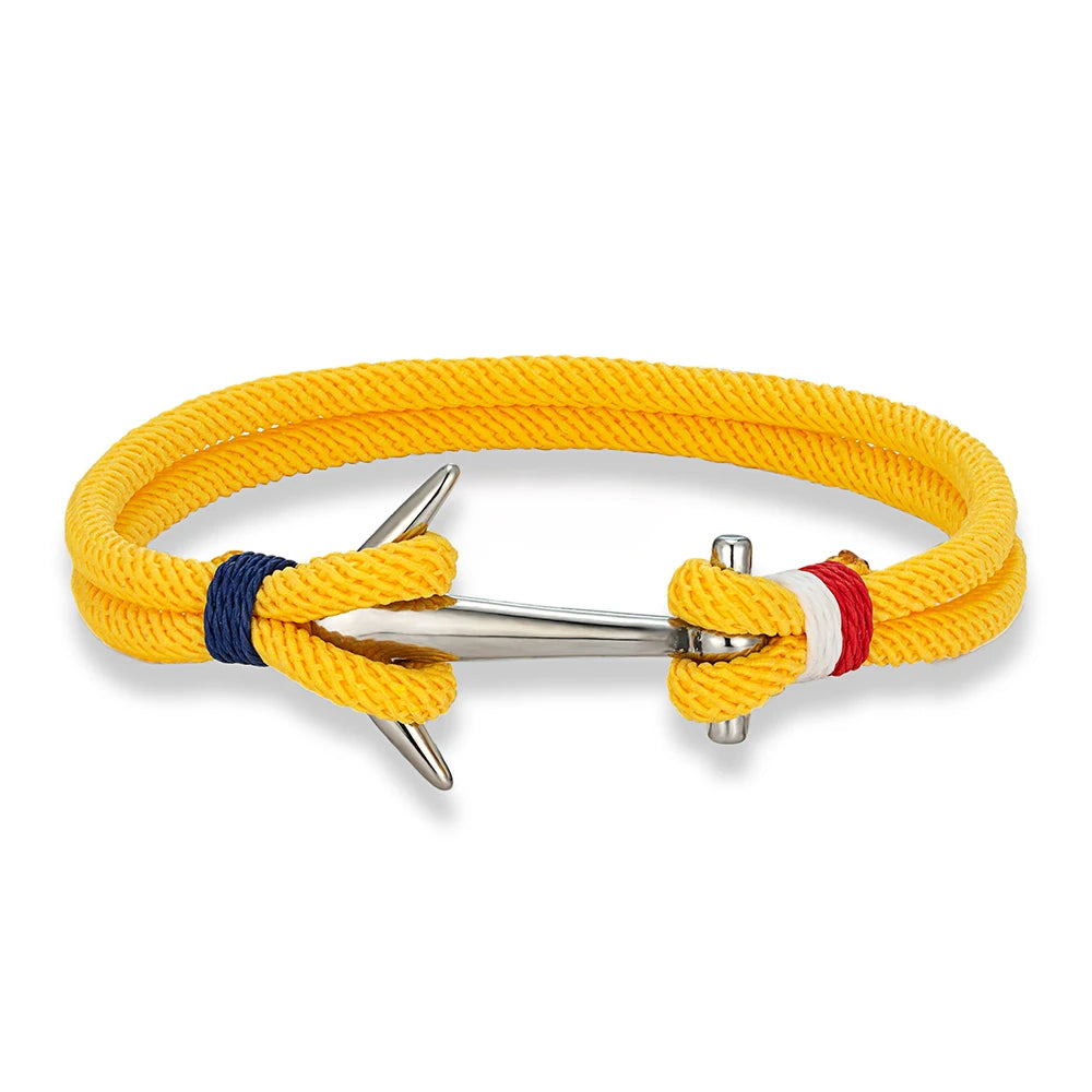 MKENDN Modische Ankerarmbänder für Herren, zweireihig, nautisch, Surfer-Stil, wasserdicht, mit Edelstahl-Sportschließe