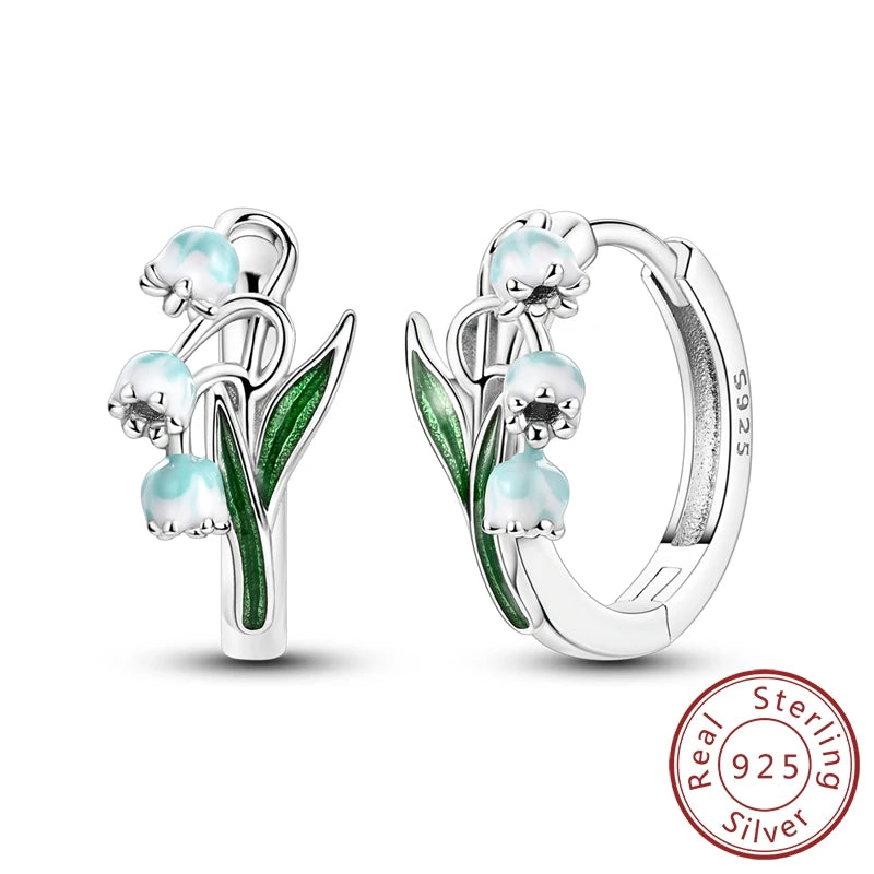 2024 neue 925 Sterling Silber Hoop Ohrringe Blumen Zirkon Ohrringe Stud Für Frau Feine Geburtstag Hochzeit Partei Schmuck Geschenke