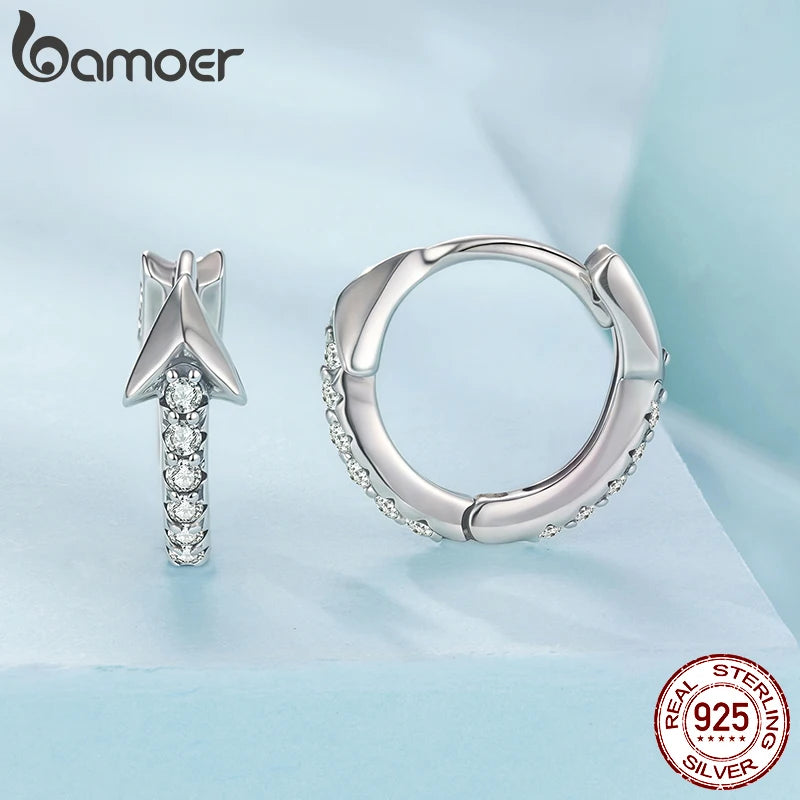 BAMOER Retro-Ohrringe mit Pfeilmotiv aus 925er Sterlingsilber für Damen, oxidierte Zirkonia-Ohrringe, originelles Schmuckgeschenk