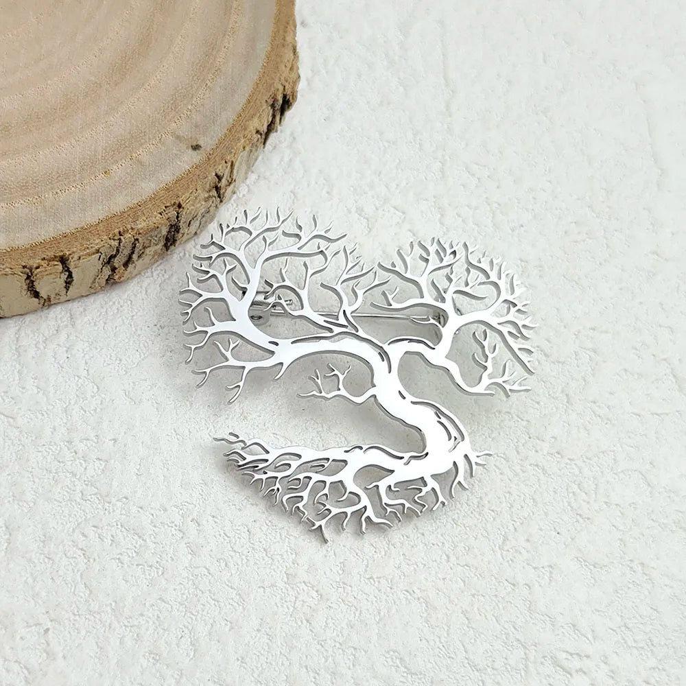 Original innovative branch love hollow stainless steel gold-plated 18K brooch, suit lapel pin, waterproof formal fittings