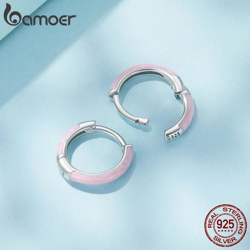 BAMOER 925 Sterling Silver Colorful Round Hoop Earrings for Women, Dopamine Piercing Huggie Earrings for Women Teens Girls Gift