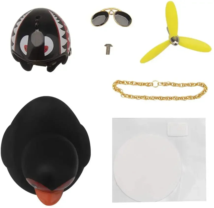 Broken Wind Rubber Duck With Helmet Pendant Black/Yellow Duck Road Bike Motor Helmet Riding Bicycle Accessories Car Decoration - Madeinsea©