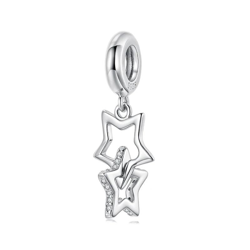 BAMOER Solid 925 Sterling Silver Classic Dancing Star Charm Pendant fit Original Bracelet DIY Jewelry Accessories bamoer Bead