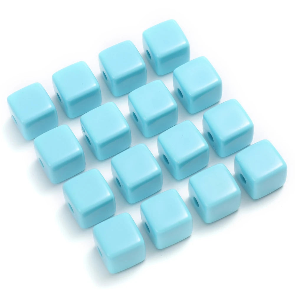 10Pcs 15mm Colorful Square Acrylic Beads Spacer Loose Bead For Handmade Jewelry Making DIY Necklace Bracelet Earrings Accessorie