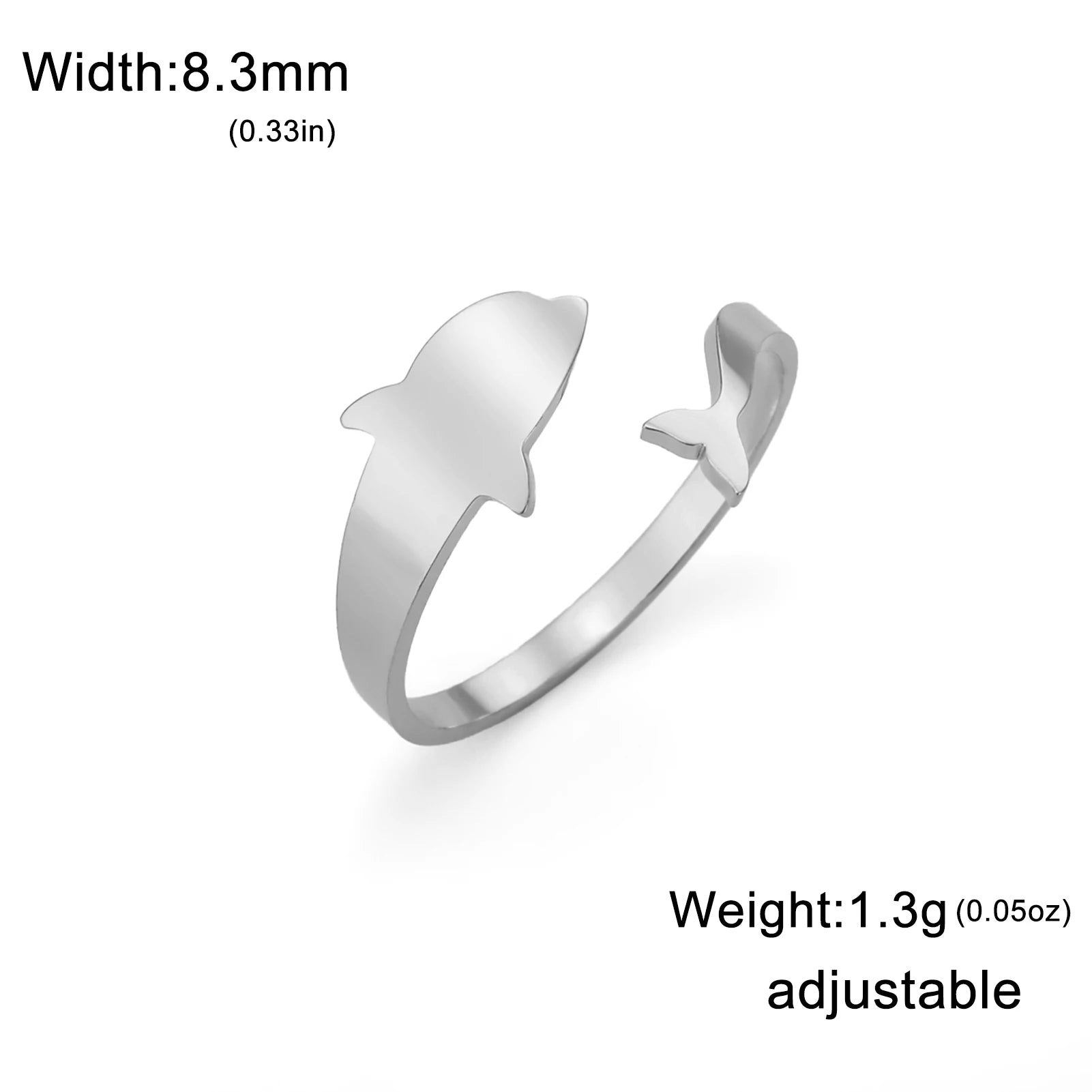 Cazador Animal Dolphin Women's Ring Stainless Steel Jewelry Adjustable Finger Rings Birthday Gift 2025 Trend Wholesale New