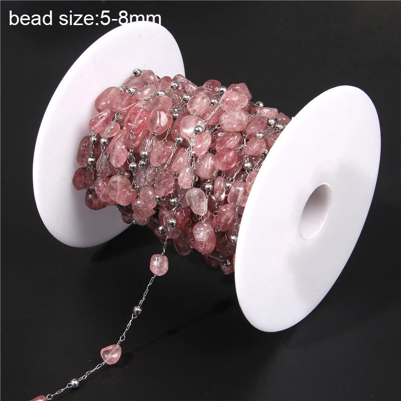 Natural Quartzs Stone Stainless Steel Chips Beads Chains For DIY Bohemia Jewelry Making Women Necklace Choker Bracelet Handmade - Madeinsea©